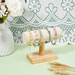 Velvet T-Bar Bracelet Display Stands with Wood Base&nbsp;BDIS-WH0003-29