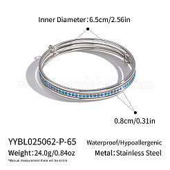 304 Stainless Steel Micro Pave Cubic Zirconia Bangles for Women&nbsp;MA1312-2