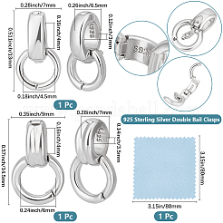 2Pcs 2 Styles 925 Sterling Silver Fold Over Clasps&nbsp;FIND-BBC0003-94C