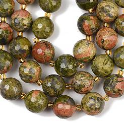 Natural Unakite Beads Strands&nbsp;G-C249-A174-16mm
