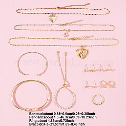 Brass Micro Pave Clear Cubic Zirconia Finger Rings & Earrings & Necklaces & Bangle&nbsp;SJEW-FS0001-03