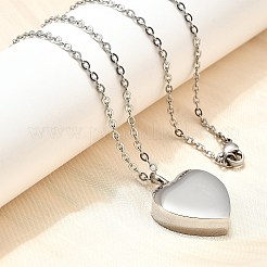 304 Stainless Steel Heart Cinerary Casket Pendant Necklaces&nbsp;NJEW-V002-02P