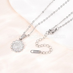 304 Stainless Steel Flower Pendant Cable Chain Necklaces for Men Women&nbsp;NJEW-K308-05E-P