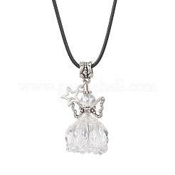 8Pcs 8 Colors Glass Seed Beaded Star Angel Pendant Black Waxed Cotton Cord Necklaces&nbsp;NJEW-MZ00144