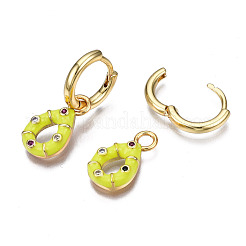Brass Micro Pave Cubic Zirconia Huggie Hoop Earrings&nbsp;EJEW-T014-39G-NF