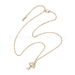 Autumn Mushroom Brass Micro Pave Clear Cubic Zirconia Pendant 304 Stainless Steel Cable Chain Necklaces for Women&nbsp;NJEW-JN05410