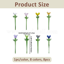 8Pcs 8 Colors Handmade Lampwork Flower Display Decorations&nbsp;AJEW-FH0008-74