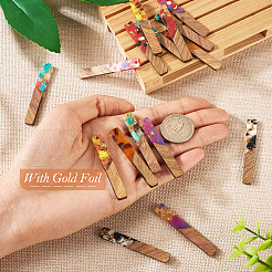 16Pcs 8 Styles Transparent Resin & Walnut Wood Big Pendants&nbsp;RESI-BT0001-32
