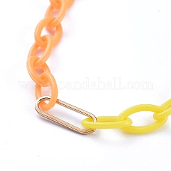 Personalized Two Tone ABS Plastic Cable Chain Necklaces&nbsp;NJEW-JN02825-02