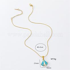 3Pcs European Stainless Steel Enamel Scallop Shell Shaped Pendant Necklaces for Women and Girls&nbsp;FG4025