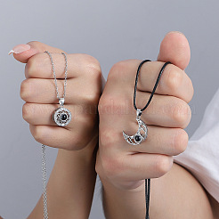 2Pcs 2 Style I Love You in 100 Languages Couple Matching Necklaces Set&nbsp;PW23032765427