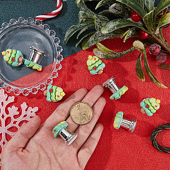Zinc Alloy & Resin Christmas Tree Shaped Toilet Tank Button&nbsp;AJEW-WH20008-21B-01