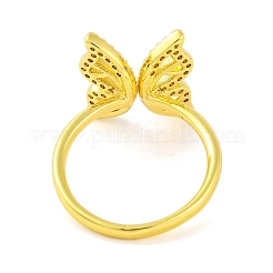 Butterfly Brass Micro Pave Clear Cubic Zirconia Open Cuff Ring for Women&nbsp;RJEW-U003-13G