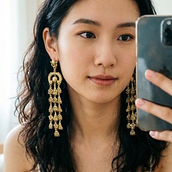 Geometric Alloy Chandelier Earrings for Women&nbsp;WG4494D-02