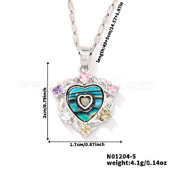 Brass Colorful Cubic Zirconia Heart-shaped Pendant Necklaces&nbsp;PR0180-2