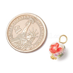 Handmade Flower Printed Porcelain Ceramic Pendants&nbsp;PALLOY-JF03928-02