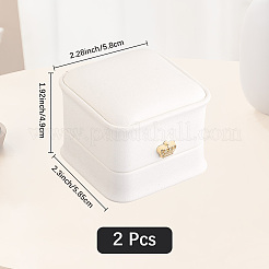 2Pcs PU Leather Ring Gift Boxes&nbsp;LBOX-CL0001-03