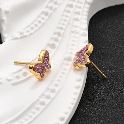 12 Pairs 304 Stainless Steel Rhinestone Stud Earrings&nbsp;EJEW-B135-01G-02