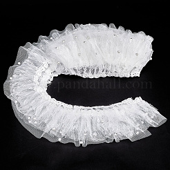 5 Yards Polyester Pleated Flower Lace Trim&nbsp;OCOR-GF0003-89B