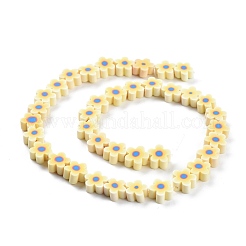 Handmade Flower Printed Polymer Clay Beads Strands&nbsp;X-CLAY-M003-07C