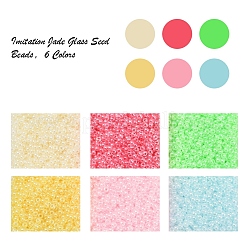 4800Pcs 6 Colors 12/0 Imitation Jade Glass Seed Beads&nbsp;SEED-YW0001-30