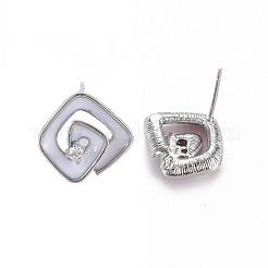 Brass Micro Pave Clear Cubic Zirconia Stud Earring Findings with Enamel&nbsp;KK-S356-624P-NF