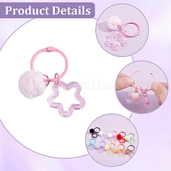 10Pcs 10 Colors Star with Round Alloy & Villus Keychains&nbsp;KEYC-BBC0001-20A