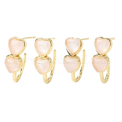 Valentine's Day Heart Natural & Synthetic Mixed Stone Stud Earrings&nbsp;EJEW-T053-01G