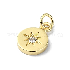 Star Theme Brass Micro Pave Clear Cubic Zirconia Pendants&nbsp;KK-H475-52G-02