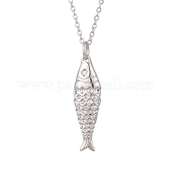 Fish Brass Pendant 304 Stainless Steel Cable Chain Necklaces for Women&nbsp;NJEW-JN05412