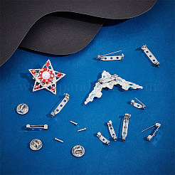 100Pcs 5 Style 304 Stainless Steel Pin Brooch Findings&nbsp;STAS-UN0045-21