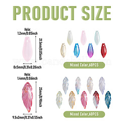 120Pcs 2 Styles Gradient Color Glass Pendants&nbsp;GLAA-TA0004-10