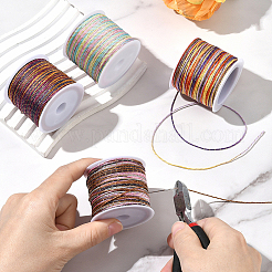 4 Rolls 4 Colors Segment Dyed Nylon Braided Cord with Gold Thread&nbsp;WCOR-SC0001-02B