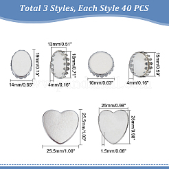 120Pcs 3 Styles 316 Stainless Steel Cabochon Tray Settings&nbsp;STAS-UN0034-35