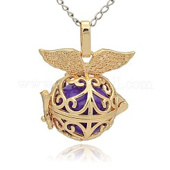 Golden Tone Brass Hollow Round Cage Pendants&nbsp;KK-J237-03G