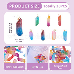 20Pcs Natural Dyed Quartz Pendants&nbsp;PALLOY-TAC0246