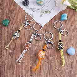 4Pcs  4 Colors Macrame Fringe Braided Keychain&nbsp;AJEW-SW00014-03