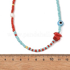Handmade Lampwork Evil Eye & Glass & Natural Pearl Beaded Necklaces for Women&nbsp;NJEW-JN06425