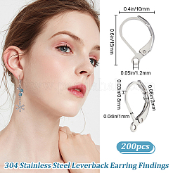 200Pcs 304 Stainless Steel Leverback Earring Findings&nbsp;STAS-BBC0003-75