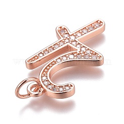 Brass Micro Pave Clear Cubic Zirconia Pendants&nbsp;ZIRC-O035-08RG