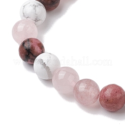 8.5mm Round Natural Rhodonite & Howlite & Strawberry Quartz & Rose Quartz  Bead Stretch Bracelets for Women&nbsp;BJEW-JB10944-06