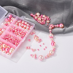 497Pcs 5 Style Rainbow ABS Plastic Imitation Pearl Beads&nbsp;OACR-YW0001-07D