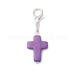 6Pcs Synthetic Turquoise Cross Pendant Decorations&nbsp;HJEW-JM02499