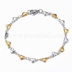 Two Tone 304 Stainless Steel Heart Link Chain Jewelry Sets&nbsp;SJEW-H103-12GP