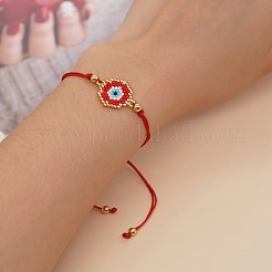 Bohemian Adjustable Evil Eye Loom Pattern Miyuki Seed Beads Link Bracelets for Women&nbsp;HR3742
