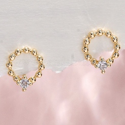Brass Clear Cubic Zirconia Stud Earrings&nbsp;EJEW-Q014-33G