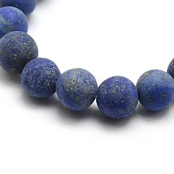 Natural Frosted Lapis Lazuli Round Bead Strands&nbsp;G-M064-8mm-08