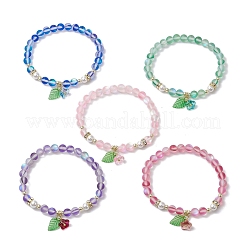 5Pcs 5 Colors Round Synthetic Moonstone Beads Stretch Bracelets&nbsp;BJEW-JB11567