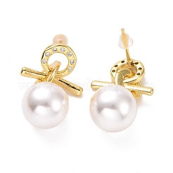 Clear Cubic Zirconia Female Symbol with Plastic Pearl Dangle Stud Earrings&nbsp;EJEW-A072-07LG
