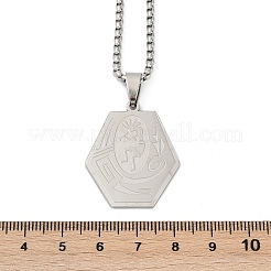 201 Stainless Steel Native American Hexagon Pendant Necklaces&nbsp;NJEW-K283-02P